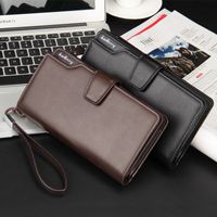 Business Solid Color Square Buckle Long Wallet main image 1