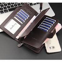 Business Solid Color Square Buckle Long Wallet main image 4