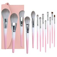 13 Pcs Gradient Color Pink Grey Fiber Wool Full Set Beauty Makeup Brush Set sku image 2