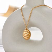 New Style Oval Horn Bread Pendant Necklace Stainless Steel Sweater Chain sku image 1