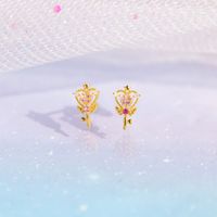 Simple Style Star Brass Ear Studs Plating Copper Earrings main image 5