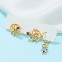 Fashion Star Moon Bear Brass Earrings Plating Artificial Gemstones Copper Earrings main image 5