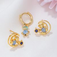 Fashion Star Moon Bear Brass Earrings Plating Artificial Gemstones Copper Earrings main image 4