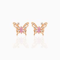 Sweet Insect Butterfly Brass Artificial Rhinestones Ear Studs main image 5