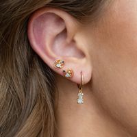 Fashion Star Moon Bear Brass Earrings Plating Artificial Gemstones Copper Earrings main image 6