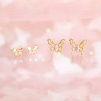 Sweet Insect Butterfly Brass Artificial Rhinestones Ear Studs main image 3