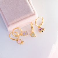 Sweet Geometric Brass Earrings Plating Artificial Gemstones Copper Earrings main image 3