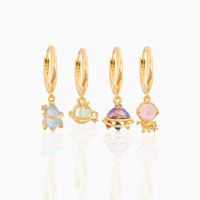Sweet Geometric Brass Earrings Plating Artificial Gemstones Copper Earrings sku image 1