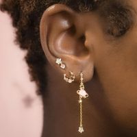 Sweet Star Tassel Brass Earrings Plating Zircon Copper Earrings main image 5