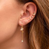 Sweet Star Tassel Brass Earrings Plating Zircon Copper Earrings main image 1