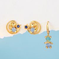 Fashion Star Moon Bear Brass Earrings Plating Artificial Gemstones Copper Earrings main image 2