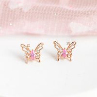 Sweet Insect Butterfly Brass Artificial Rhinestones Ear Studs main image 2