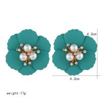 Retro Flower Simple Pearl Multi-color Flower Rhinestone Earrings sku image 2