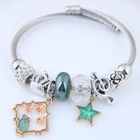 Cute Pentagram Crown Notes Steel Bangle Beaded Stainless Steel Bracelets sku image 2