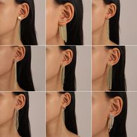 Glam Geometric Copper Earrings Tassel Zircon Copper Earrings main image 2