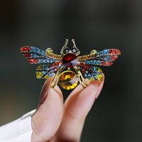 Shoe Buckle Accessories Diy Thick Gold Plated Super Shiny Crystal Bee Brooch Dual-use Insect Pin main image 3