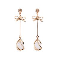 Luxurious Bow Knot Alloy Plating Opal Earrings 1 Pair main image 2