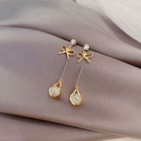 Luxurious Bow Knot Alloy Plating Opal Earrings 1 Pair main image 5