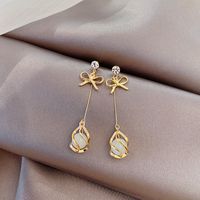 Luxurious Bow Knot Alloy Plating Opal Earrings 1 Pair main image 4