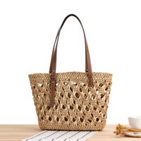 New One-shoulder Hand-woven Summer Beach Bag Fashion Color Contrast Straw Bag main image 4