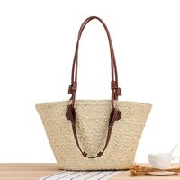 2022 Summer New Large Capacity Shoulder Hand-carrying Dual-use Straw Woven Bag sku image 1