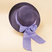 2022 Nueva Moda Sombrero De Playa De Protección Solar De Paja Con Lazo Y Cinta Para Mujer main image 1