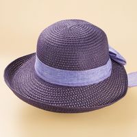 2022 New Fashion Bow Ribbon Straw Sun Protection Beach Hat For Women main image 4