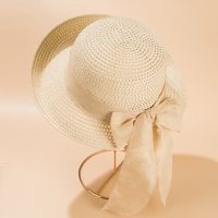 2022 Nueva Moda Sombrero De Playa De Protección Solar De Paja Con Lazo Y Cinta Para Mujer sku image 2