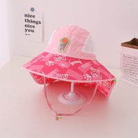 Mode Mignon Mince Soleil-preuve Large-à Larges Bords Chapeau De Soleil Avec Châle Enfant sku image 1