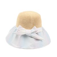 Women's Summer Fashion Gradient Color Cover Face Big Brim Uv-proof Straw Bucket Hat main image 4