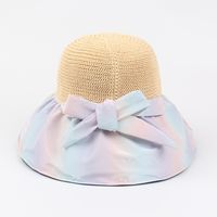 Women's Summer Fashion Gradient Color Cover Face Big Brim Uv-proof Straw Bucket Hat main image 6