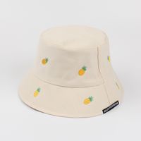 Women's New Sun-proof Candy Color Cute Leisure Embroidered Pineapple Bucket Hat sku image 4