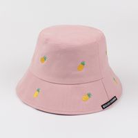 Women's New Sun-proof Candy Color Cute Leisure Embroidered Pineapple Bucket Hat sku image 3