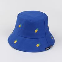 Women's New Sun-proof Candy Color Cute Leisure Embroidered Pineapple Bucket Hat sku image 7
