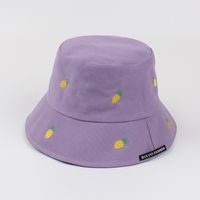 Women's New Sun-proof Candy Color Cute Leisure Embroidered Pineapple Bucket Hat sku image 5