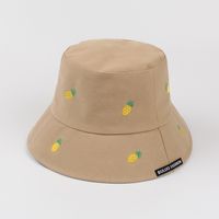 Women's New Sun-proof Candy Color Cute Leisure Embroidered Pineapple Bucket Hat sku image 6