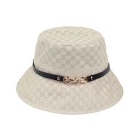 Female Summer Sun-proof Mesh Plaid Breathable Belt Buckle Fisherman Hat main image 4