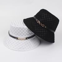 Female Summer Sun-proof Mesh Plaid Breathable Belt Buckle Fisherman Hat main image 5