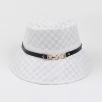 Female Summer Sun-proof Mesh Plaid Breathable Belt Buckle Fisherman Hat sku image 2