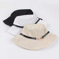 Female Summer Sun-proof Mesh Plaid Breathable Belt Buckle Fisherman Hat main image 6