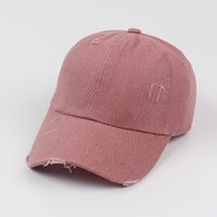 Summer New Solid Color Casual Soft Top Ripped Peaked Baseball Cap Female sku image 3