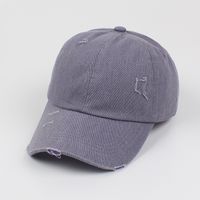 Summer New Solid Color Casual Soft Top Ripped Peaked Baseball Cap Female sku image 7