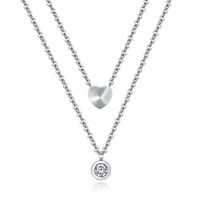 Japonais Et Coréen De Titane Acier Or Rose Plaqué Double-couche En Forme De Coeur Diamant-clouté Collier Clavicule Chaîne Cadeau Pour Meilleure Amie sku image 1