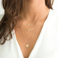 Fashion Stainless Steel Geometric Pendant Short Women's Chain Layered Necklaces Nihaojewelry sku image 3