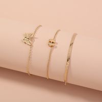 Fashion Simple Letters H Butterfly Inlaid Zircon Multi-layer Alloy Bracelet Set main image 1