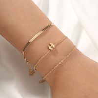 Fashion Simple Letters H Butterfly Inlaid Zircon Multi-layer Alloy Bracelet Set main image 6