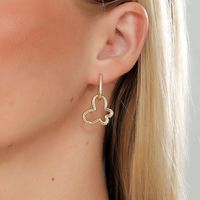 Simple Golden Hollow Butterfly Shape Electroplated Copper Earrings main image 4