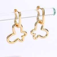 Simple Golden Hollow Butterfly Shape Electroplated Copper Earrings main image 2
