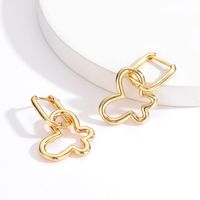 Simple Golden Hollow Butterfly Shape Electroplated Copper Earrings main image 3