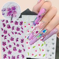 2022 New Nail Beauty Stickers 5d Three-dimensional Adhesive Relief Mulitcolor Leaves Flower Nail Baita Modeling Spot main image 1